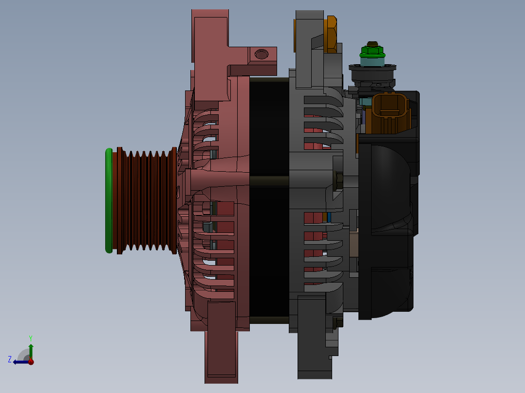 扁线电机模型右视图