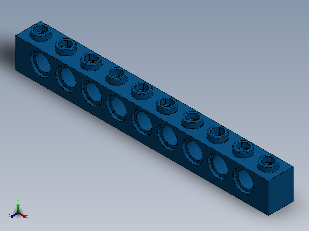 乐高机械组积木（横梁）-273023 Bright Blue Technic Brick 1 x 10 with Holes