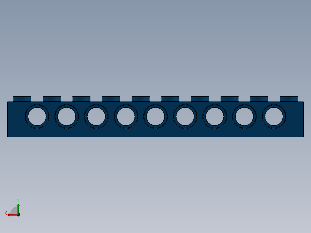 乐高机械组积木（横梁）-273023 Bright Blue Technic Brick 1 x 10 with Holes后视图