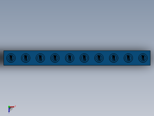 乐高机械组积木（横梁）-273023 Bright Blue Technic Brick 1 x 10 with Holes俯视缩略图