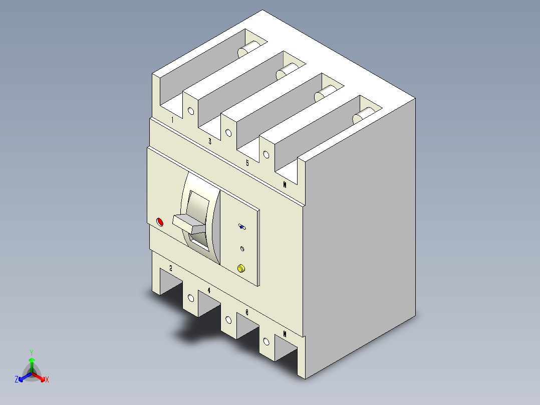 德力西电气 CDM1L-100L 3P正等轴测图
