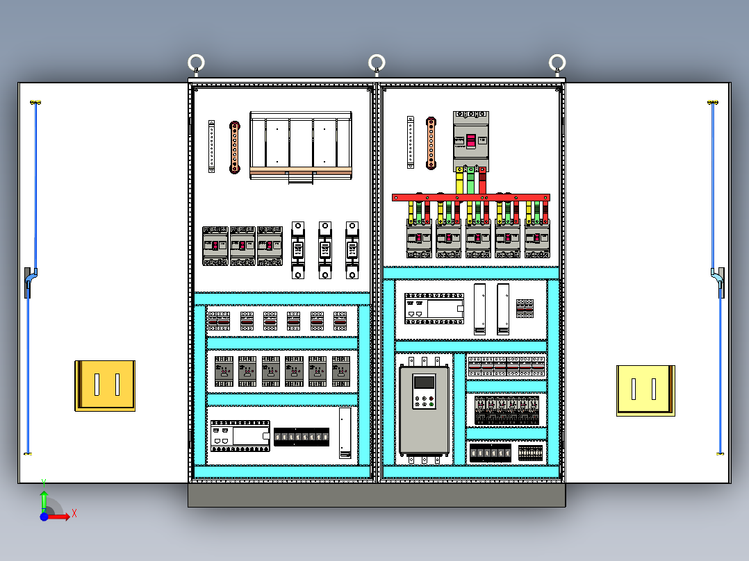 双柜组装刀开关plc控制柜 56256前视图