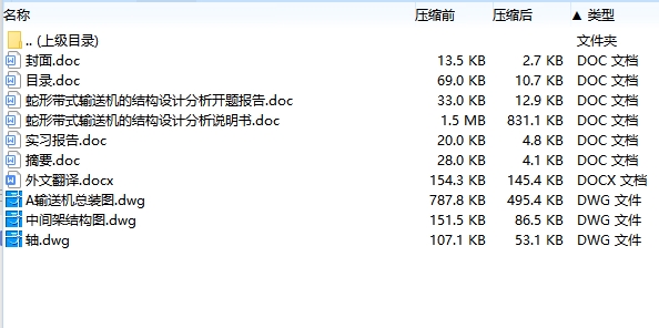 蛇形带式输送机的结构设计分析含开题及3张CAD图