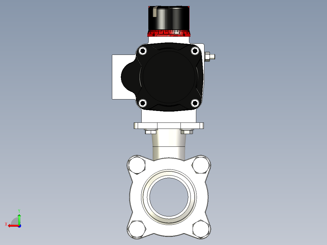 带ACTREG DA致动器的3件球阀BW DN40后视图