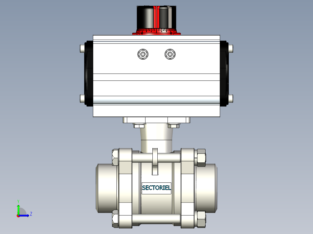 带ACTREG DA致动器的3件球阀BW DN40左视图