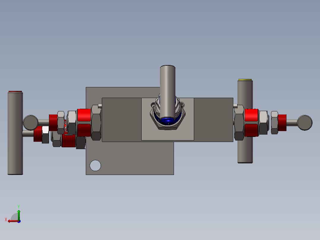 2款J2型-截止阀和放气阀-Q3型-直接安装三阀歧管模型后视图