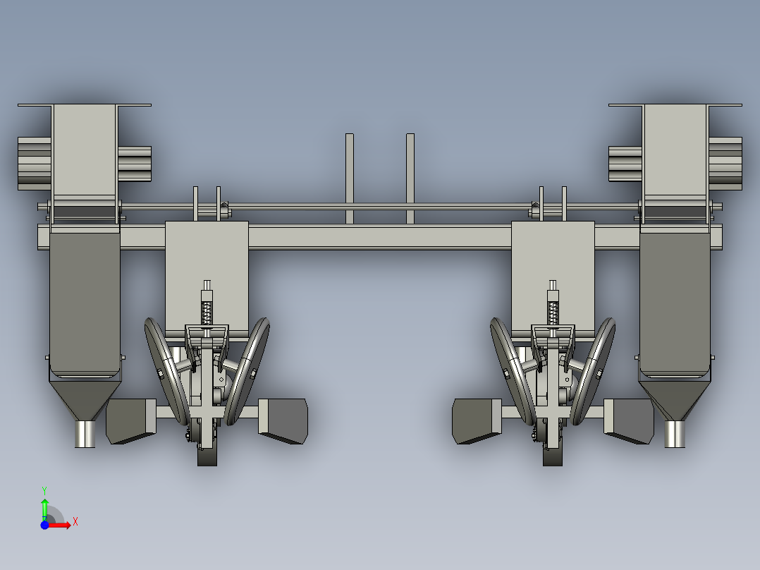 双行玉米点播机前视图
