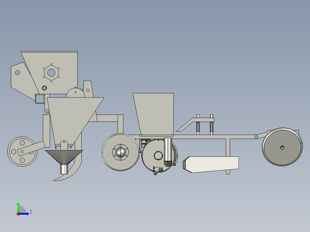 双行玉米点播机左视图