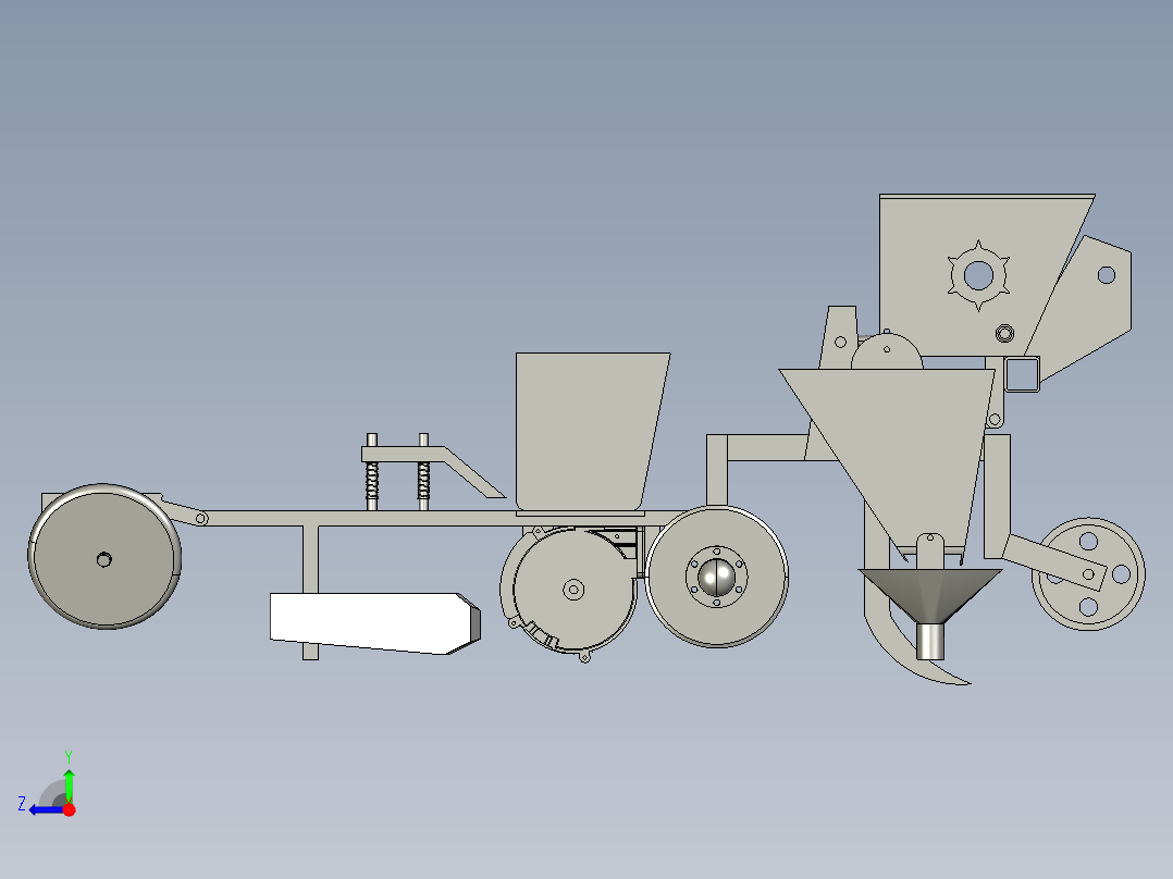 双行玉米点播机右视图