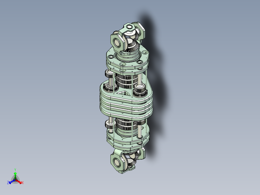 齿轮组双向输出传动机械结构设计主视图