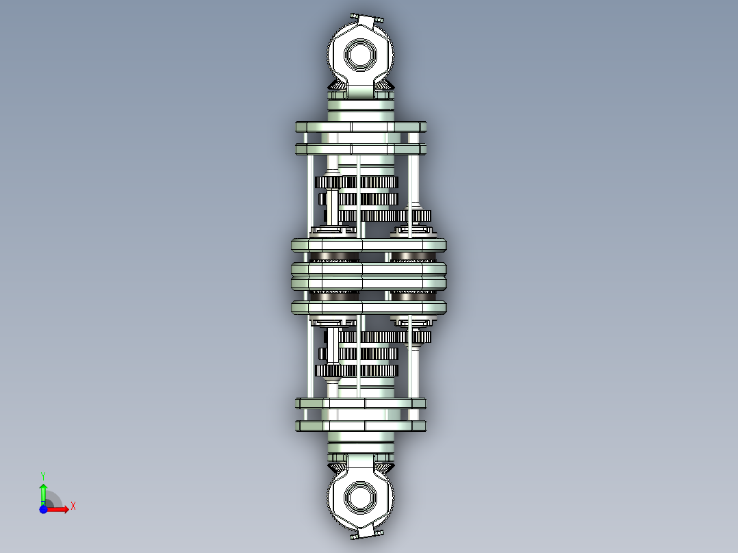 齿轮组双向输出传动机械结构设计前视图