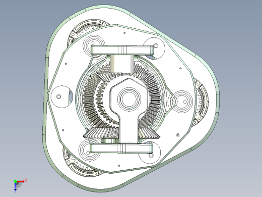 齿轮组双向输出传动机械结构设计俯视缩略图