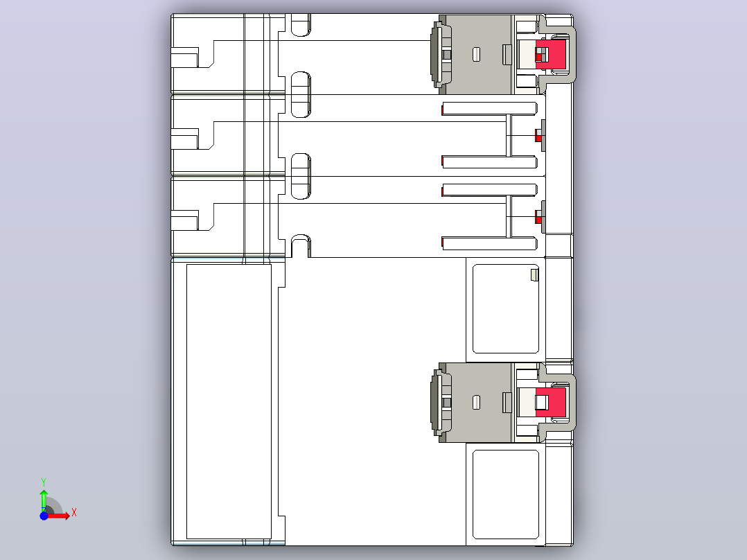 NB8LE-63 3P剩余电流动作断路器三维模型202203前视图