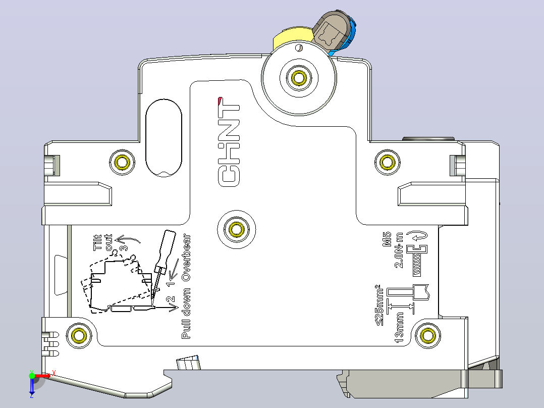 NB8LE-63 3P剩余电流动作断路器三维模型202203俯视图