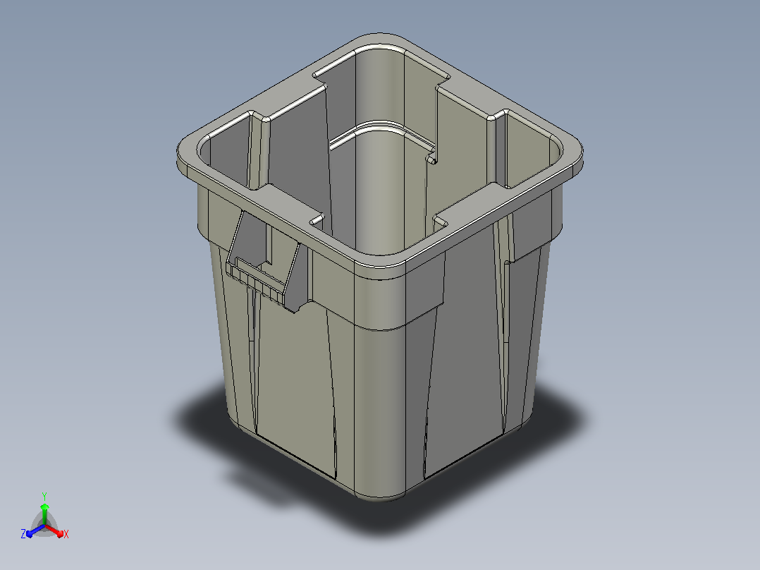 垃圾箱 垃圾处理设备brute-40-gal-square-garbage-bin-模型格式为 stp主视图