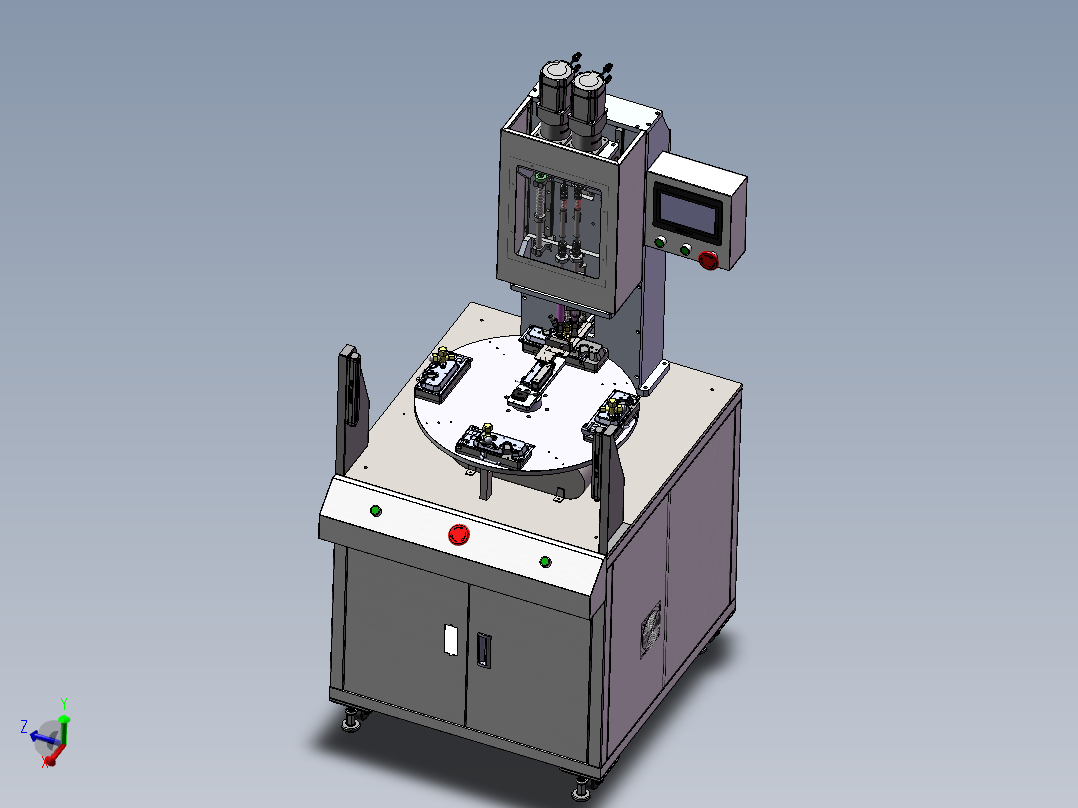 美的锁阀门-两轴转盘螺丝机（sw17可编辑+工程图）