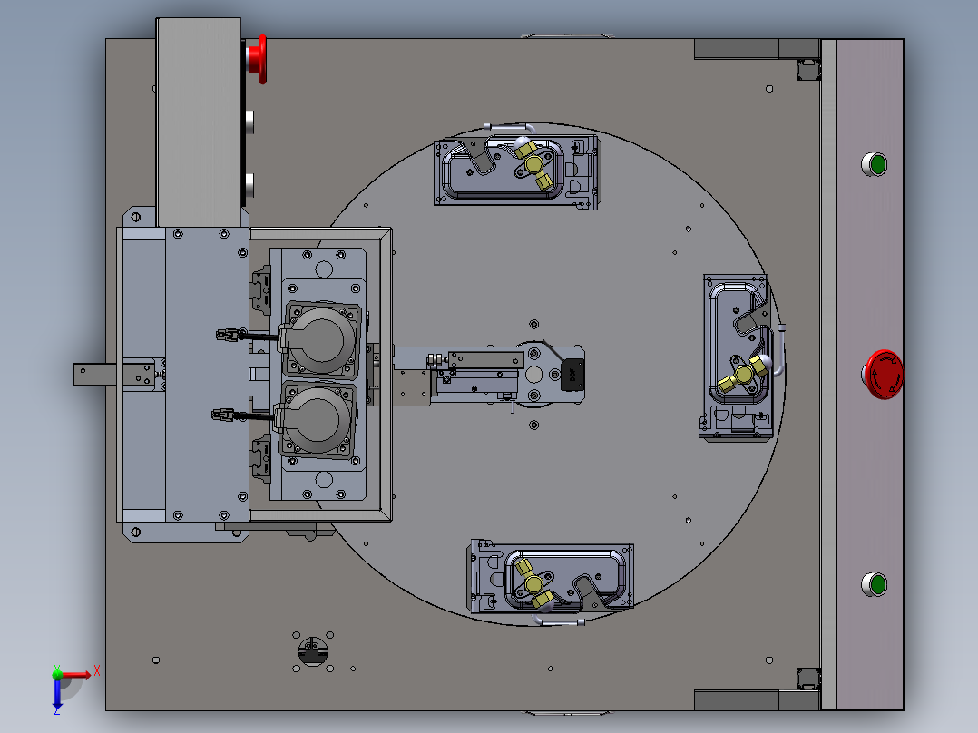 美的锁阀门-两轴转盘螺丝机（sw17可编辑+工程图）俯视图