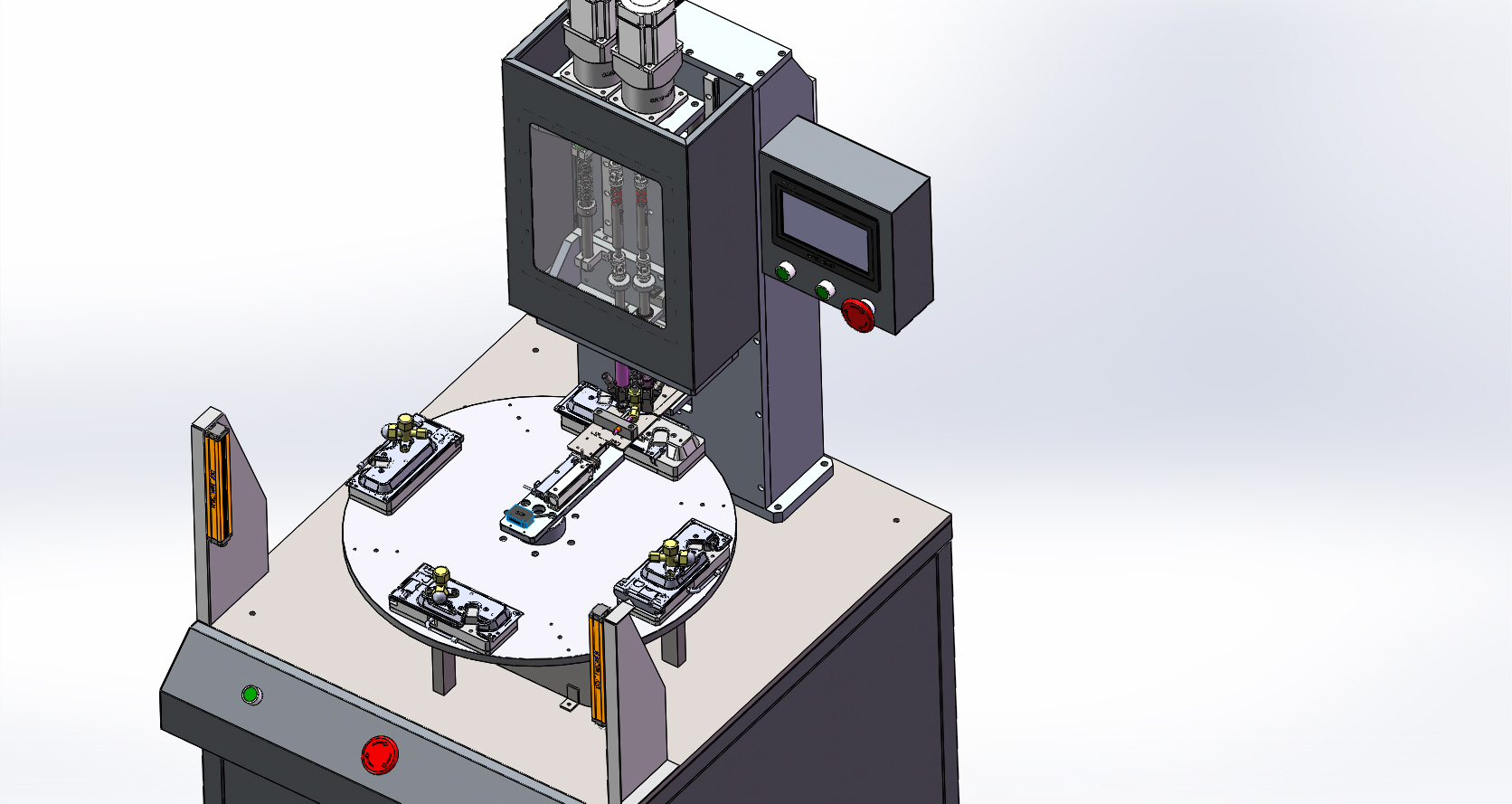 美的锁阀门-两轴转盘螺丝机（sw17可编辑+工程图）