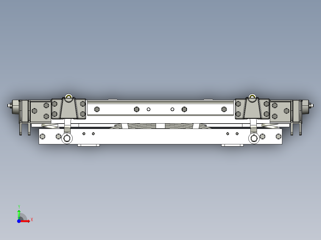 大牵引力转向架组装支撑3D模型图纸 STP格式前视图