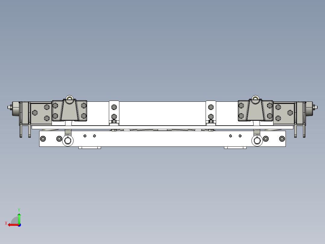 大牵引力转向架组装支撑3D模型图纸 STP格式后视图