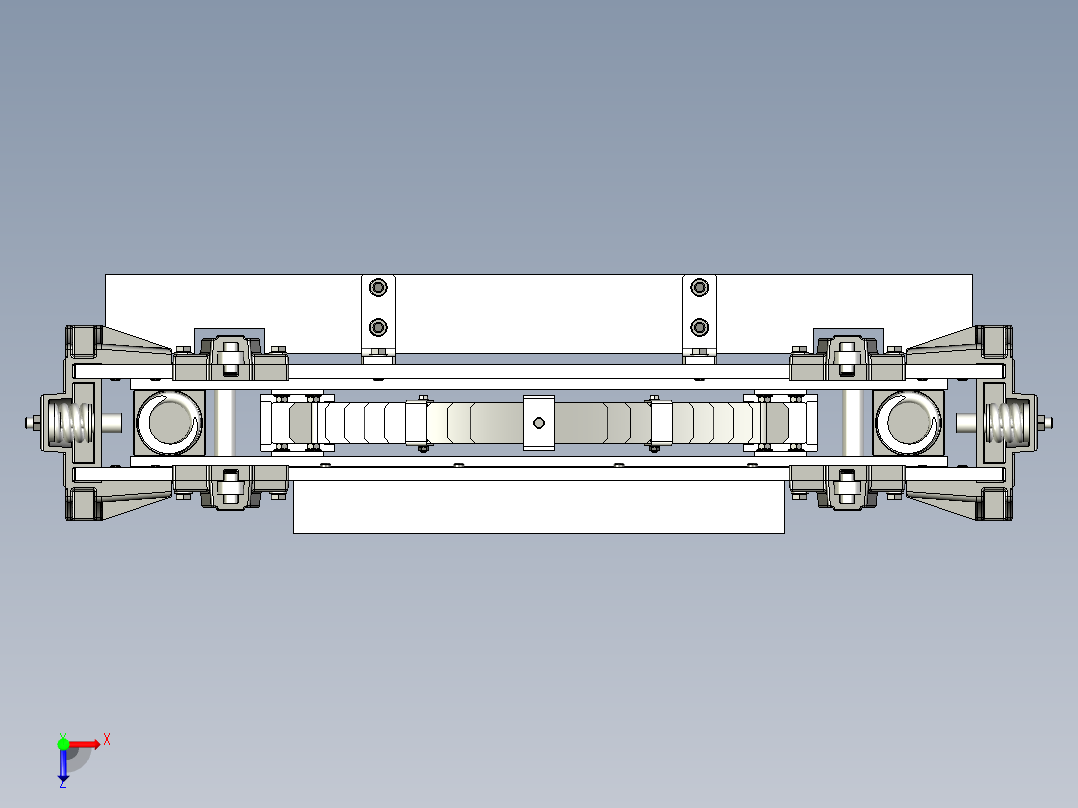 大牵引力转向架组装支撑3D模型图纸 STP格式俯视图