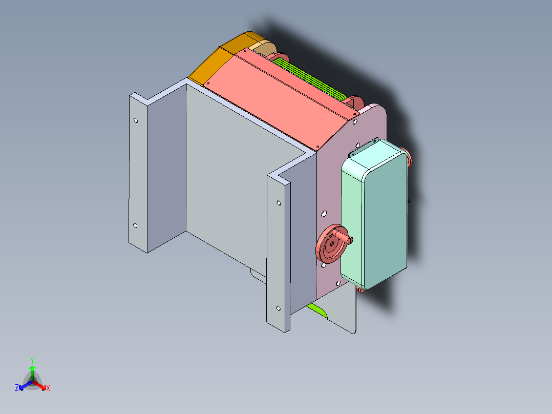 包装盒送料机构正等轴测图