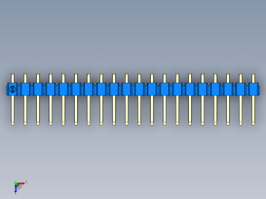 彩色公排针 100mil 2.54mm 系列-DS1022_blue_1x20p_100mil_TypeD_rev1.0俯视缩略图