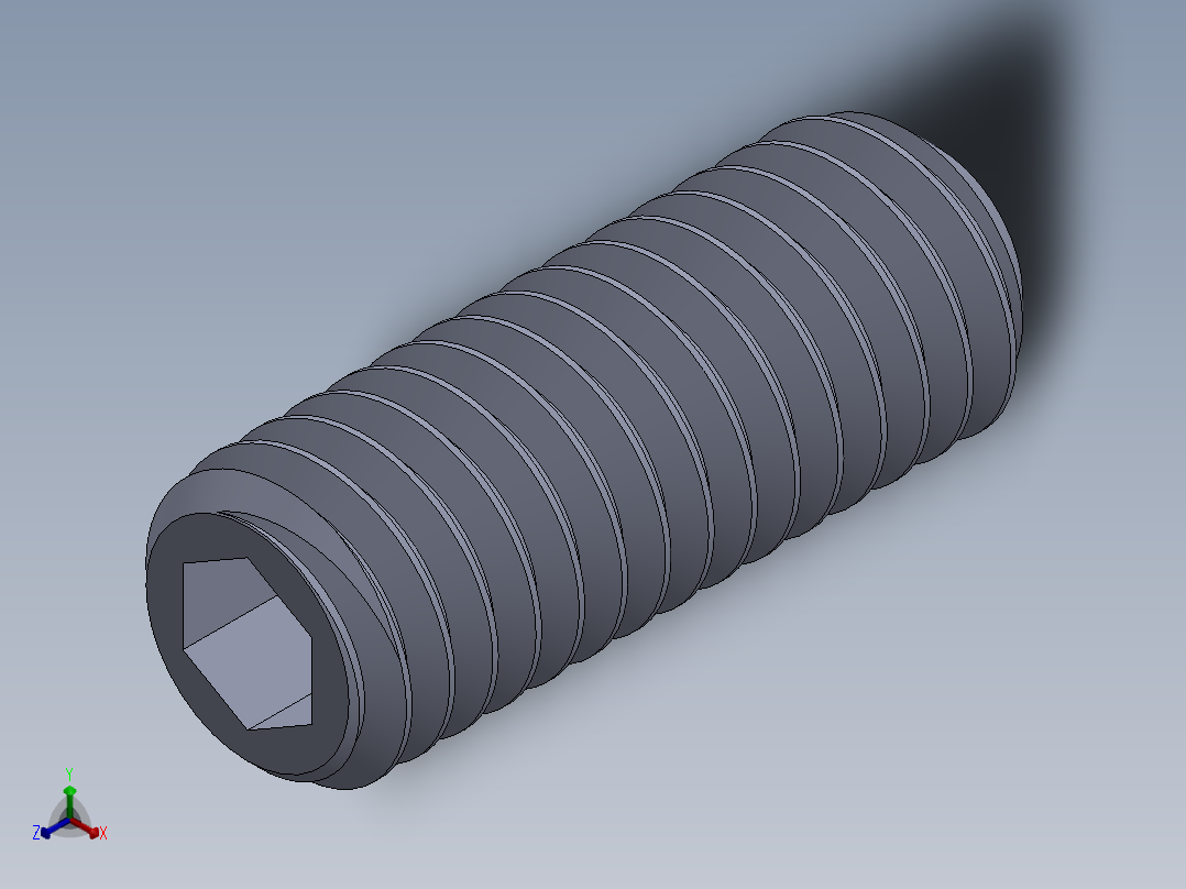 UNC 平头紧定螺钉-UNC SET SCREW 0.375 x1.000.SLDPRT正等轴测图