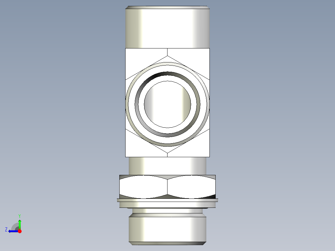 卡套式工业通用硬管接头EO_Adjustable_locknut_run_tee_LEE25SMOMDCF右视图