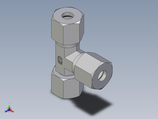 卡套式工业通用硬管接头EO_Swivel_nut_run_tee_EL08ZSCF正等轴测缩略图