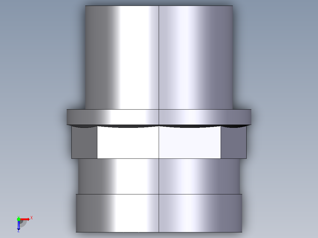 9DIMV(A) 用溶剂焊接插座DF双适配器，溶剂焊接插口DM和BSP螺纹母端R不锈钢加强环俯视图
