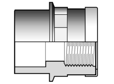 9DIMV(A) 用溶剂焊接插座DF双适配器，溶剂焊接插口DM和BSP螺纹母端R不锈钢加强环