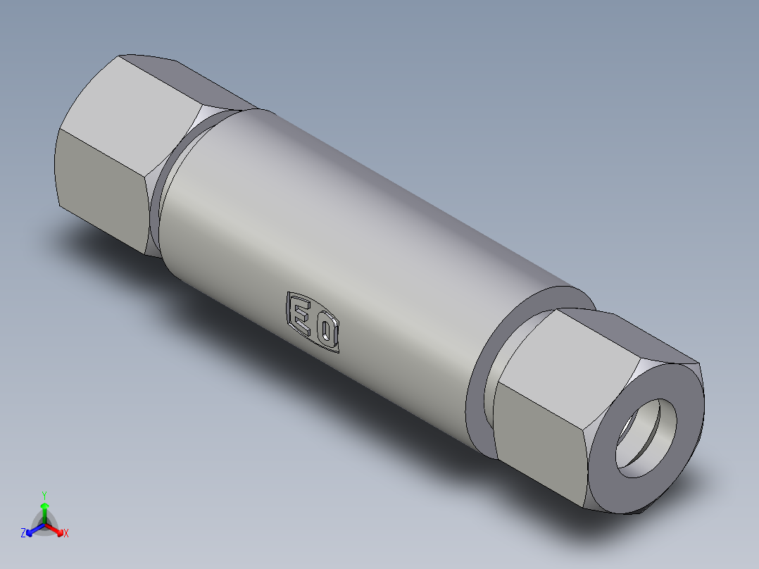 卡套式工业通用硬管接头EO_Weld_bulkhead_fitting_ESV10ZL正等轴测图