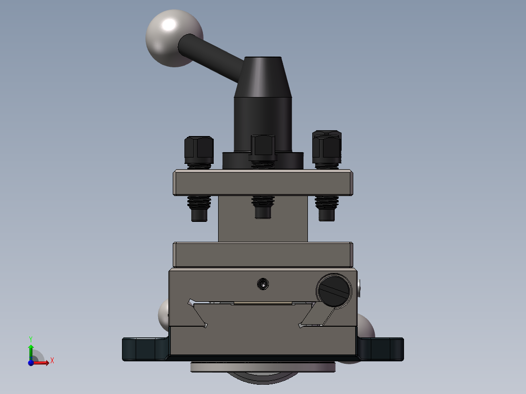 车床复合刀架三维SW模型前视图