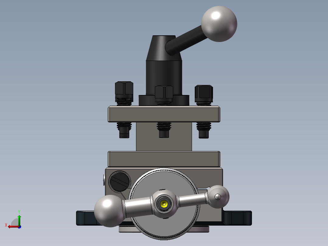 车床复合刀架三维SW模型后视图