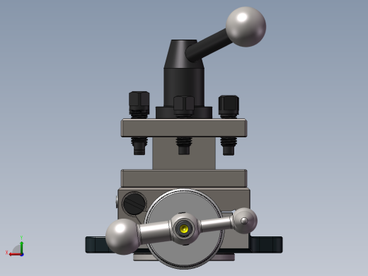 车床复合刀架三维SW模型后视缩略图