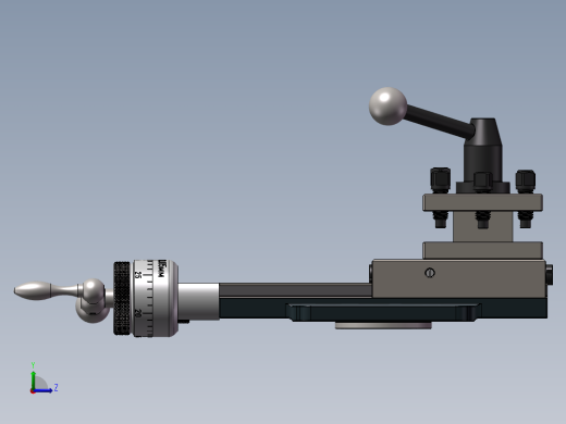 车床复合刀架三维SW模型左视缩略图