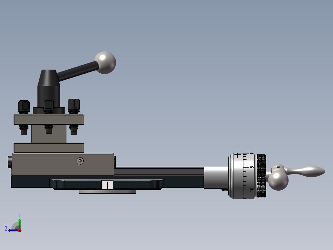 车床复合刀架三维SW模型右视图