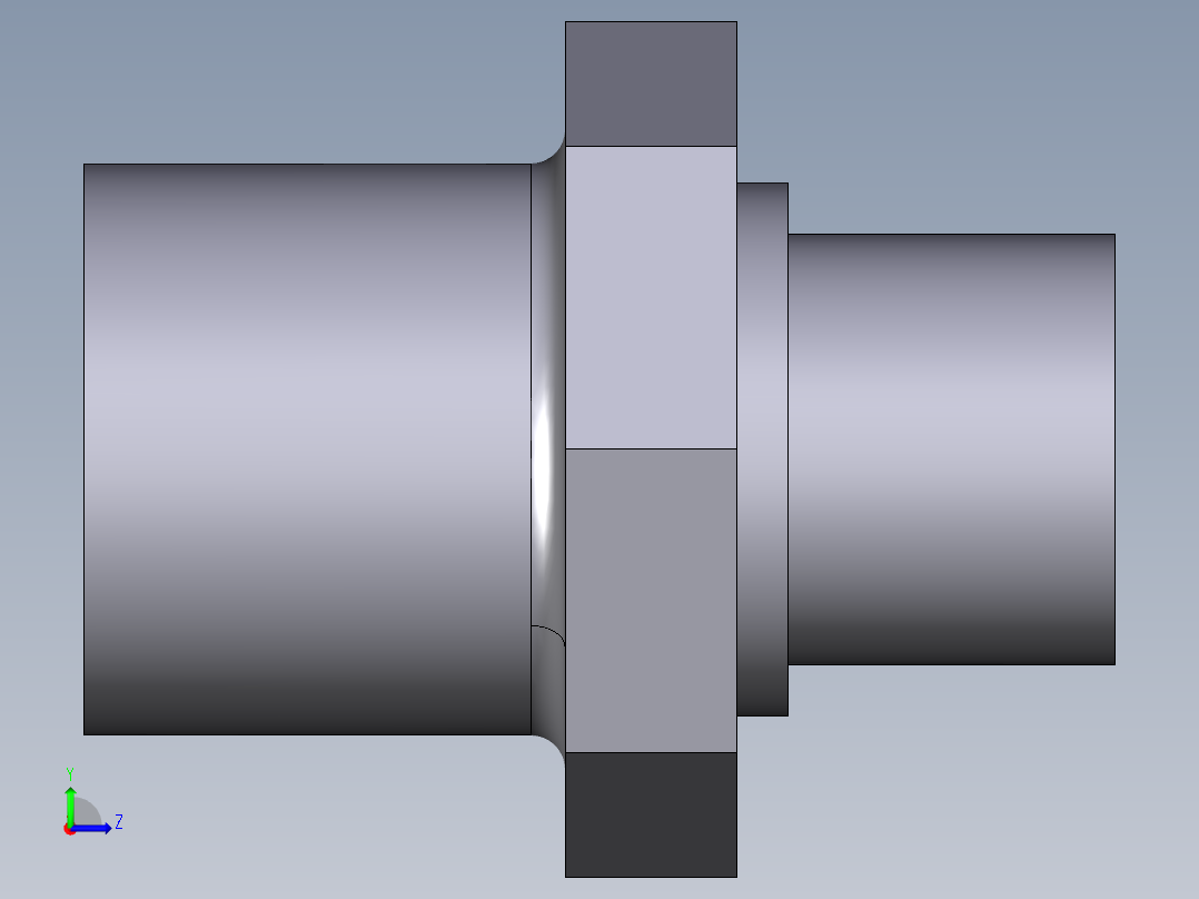 30LIV 用溶剂焊接套管D罐接头，拧紧螺母，平垫橡胶螺纹接头R左视图