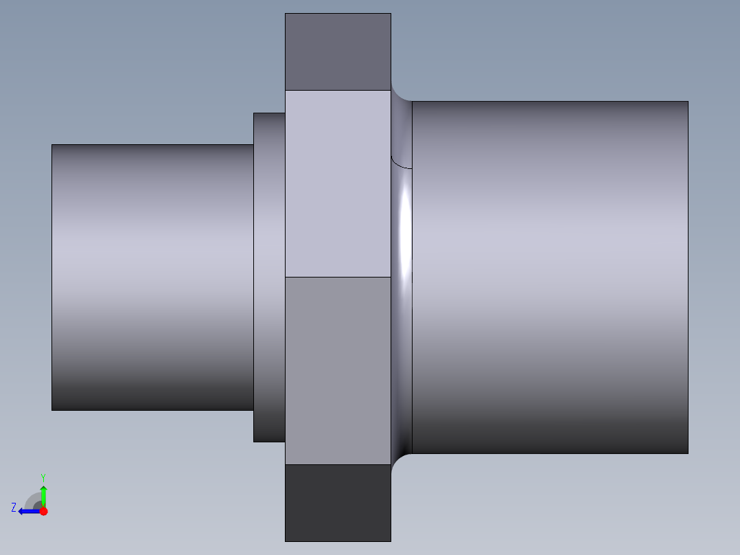30LIV 用溶剂焊接套管D罐接头，拧紧螺母，平垫橡胶螺纹接头R右视图