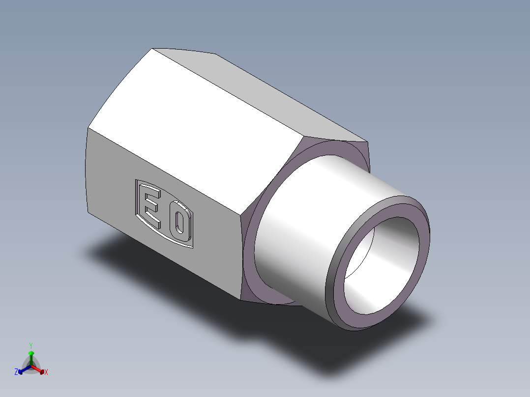 直通内螺纹接头、5CM-14-12正等轴测图