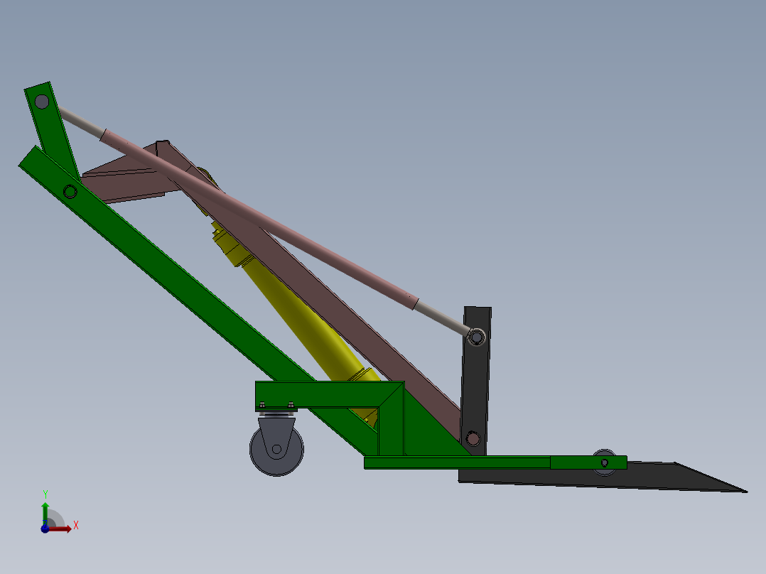 折叠式起重机货叉结构前视图