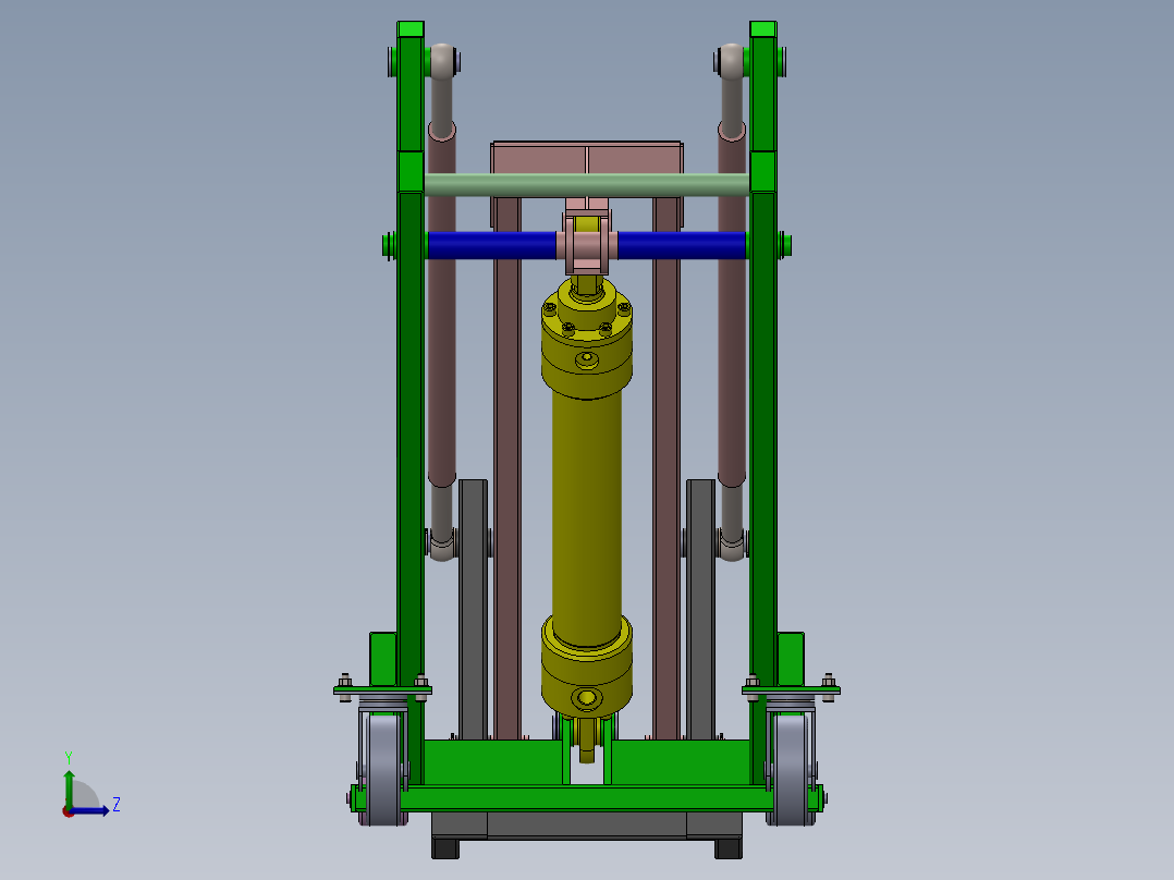 折叠式起重机货叉结构左视图
