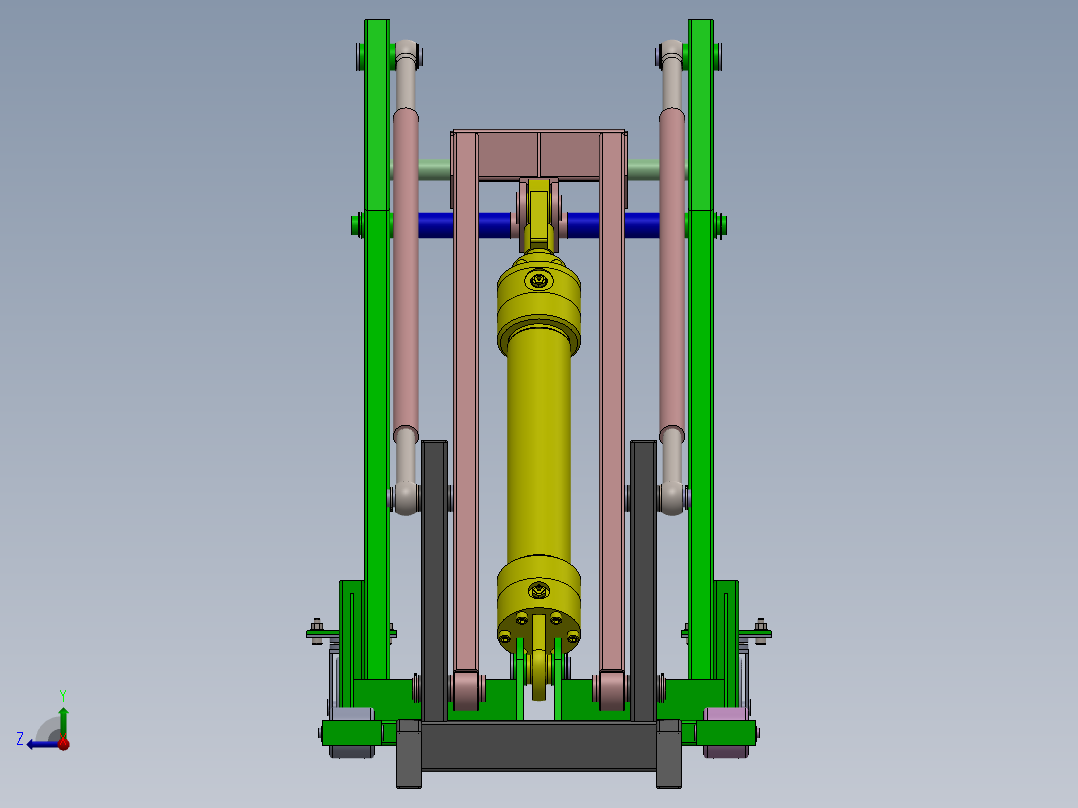 折叠式起重机货叉结构右视图