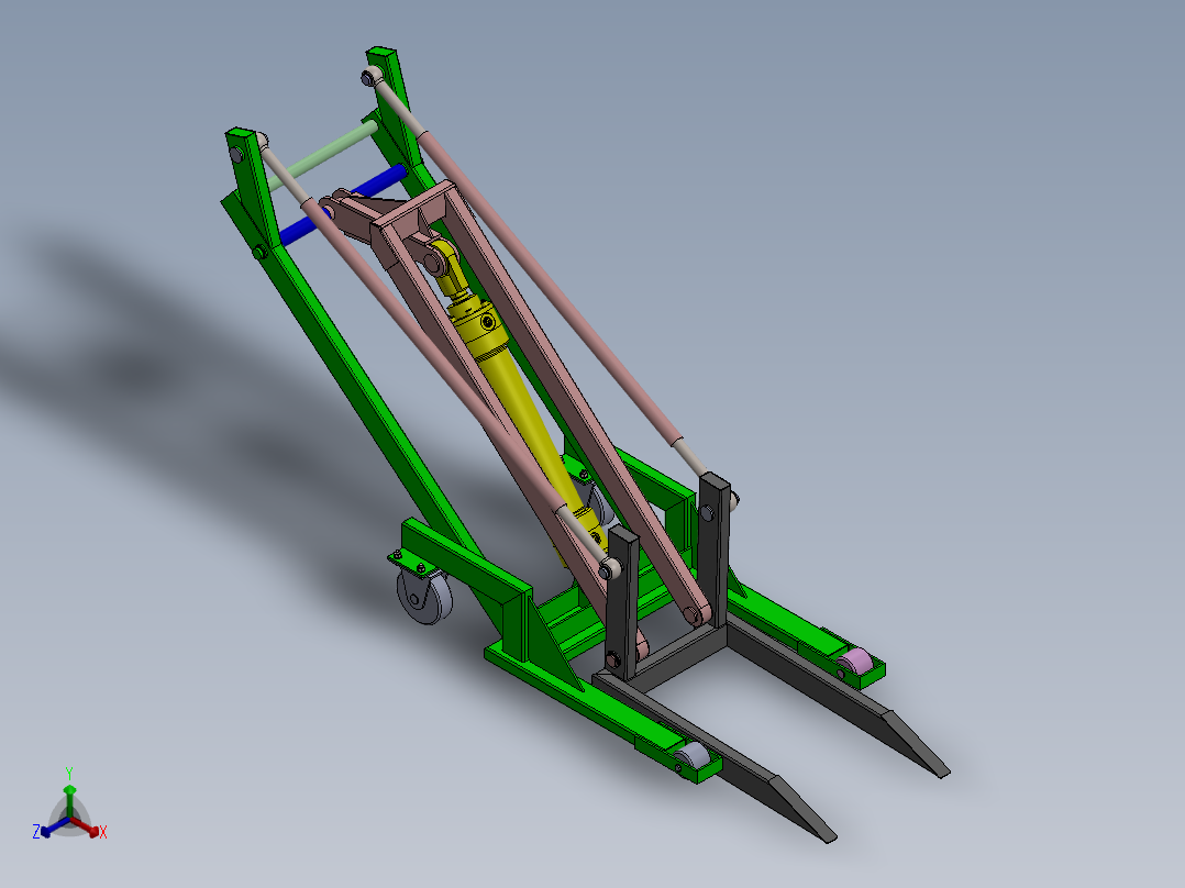 折叠式起重机货叉结构正等轴测图