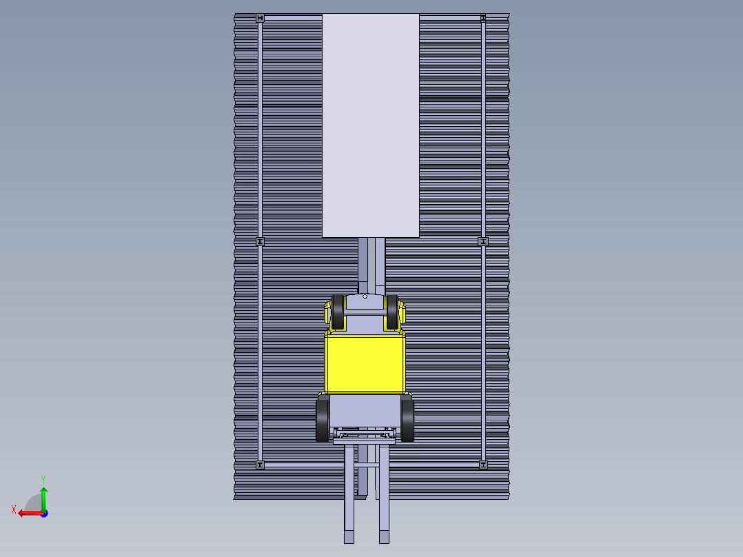 叉车摆放雨棚后视图
