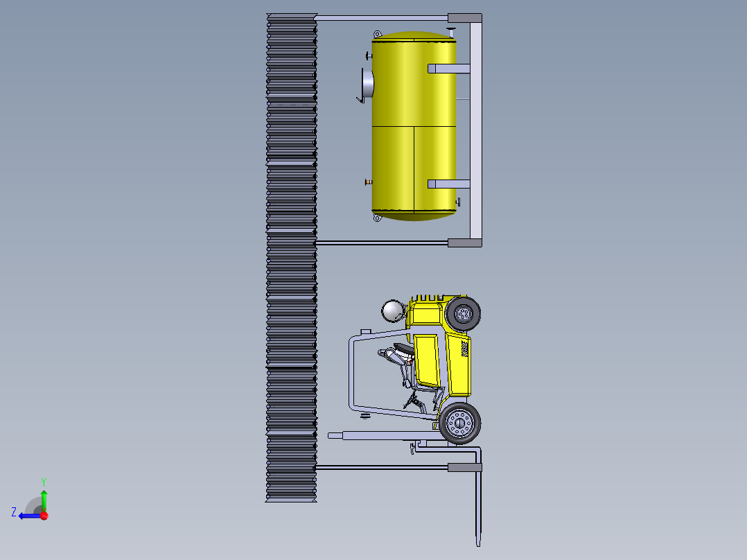 叉车摆放雨棚右视图
