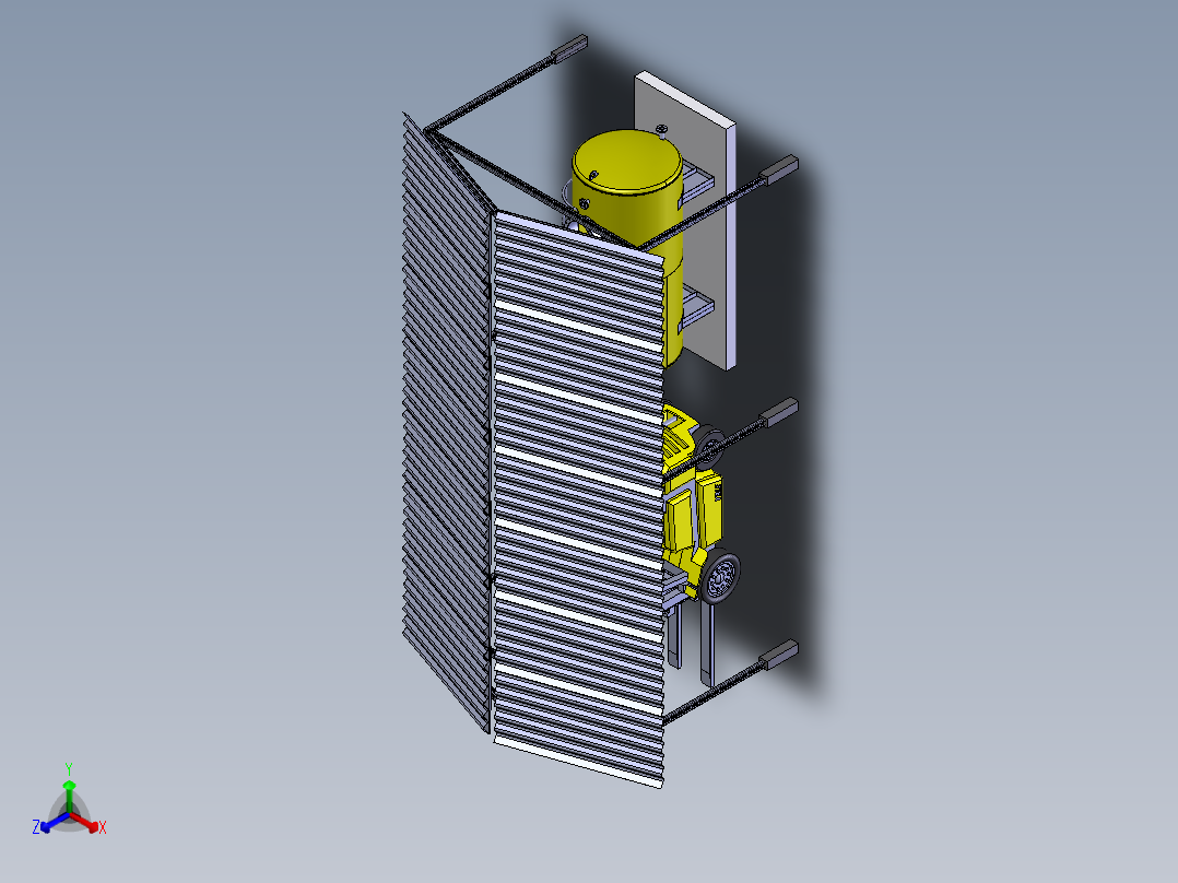 叉车摆放雨棚正等轴测图