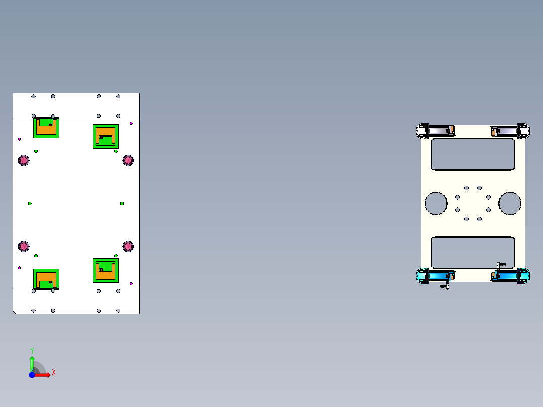 塑胶件产品水口冲切和取出治具前视图