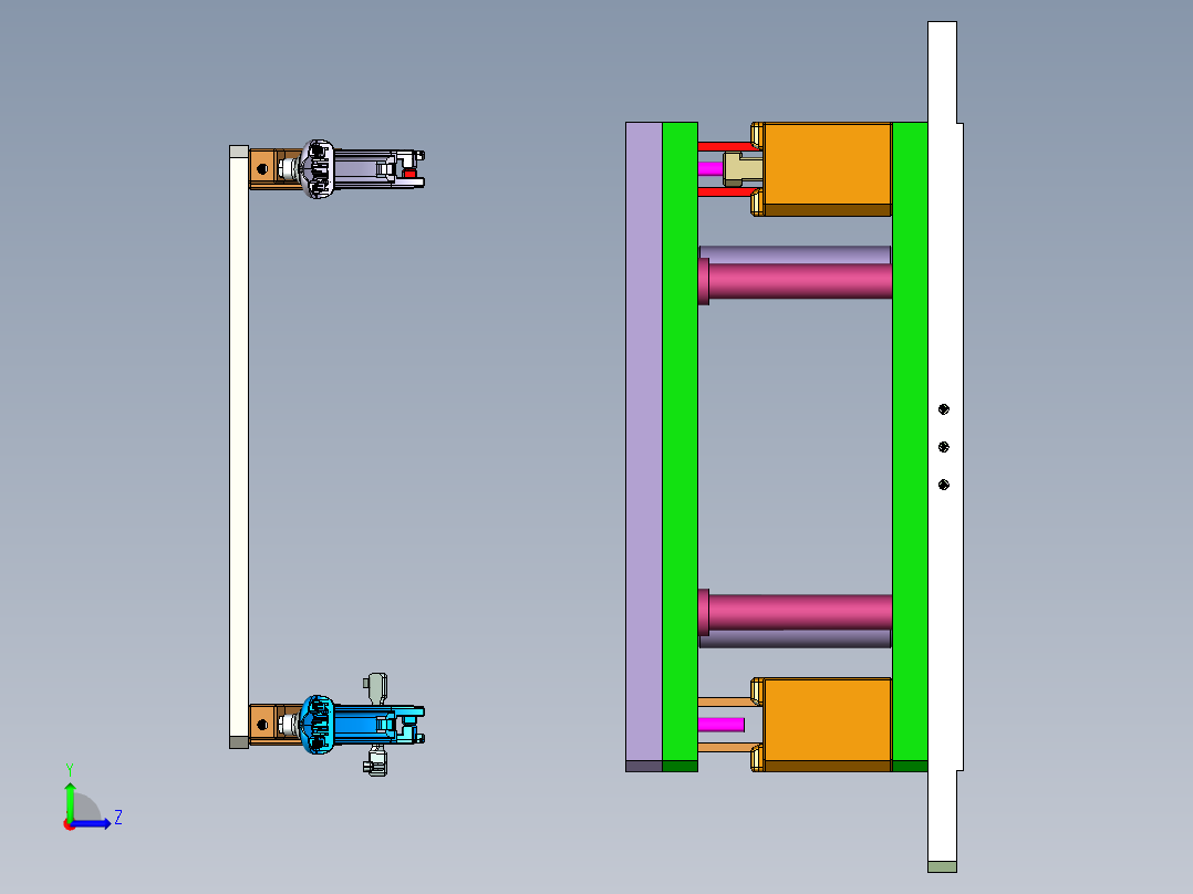 塑胶件产品水口冲切和取出治具左视图